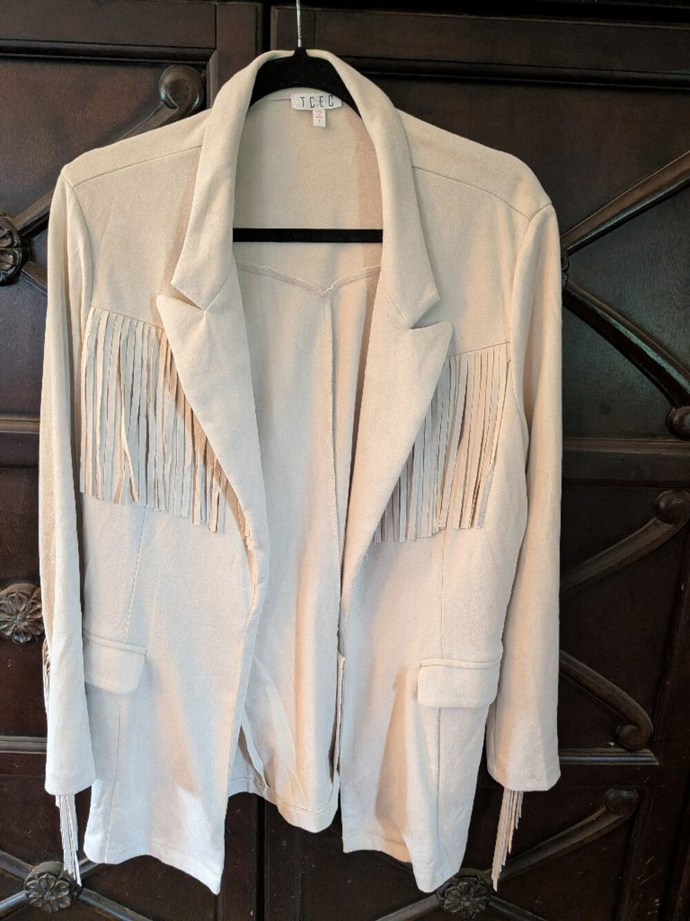 Suede fringe blazer